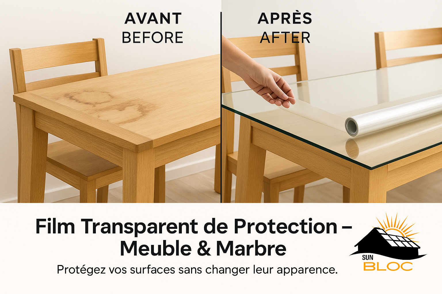 Film Transparent de Protection – Meuble & Marbre